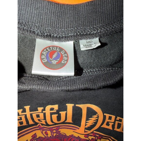 Grateful Dead Black Crewneck lightweight Sweatshirt  Skull & Roses Bertha  SZ M - Picture 7 of 10